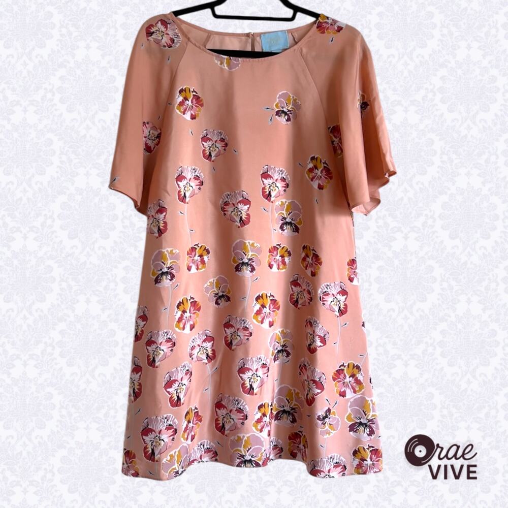 CeCe Blush Flutter Sleeve Flowy Floral Shift Dress -Size 8